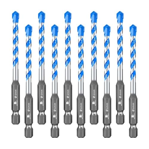 BRSCHNITT 10pcs 1/4" Carbide Drill Bit Set - Dry Drill Bit Set for Masonry, Concrete, Bricks, Wood, Plastic etc(6MM*10 Quick-fit Shank) - Image 1