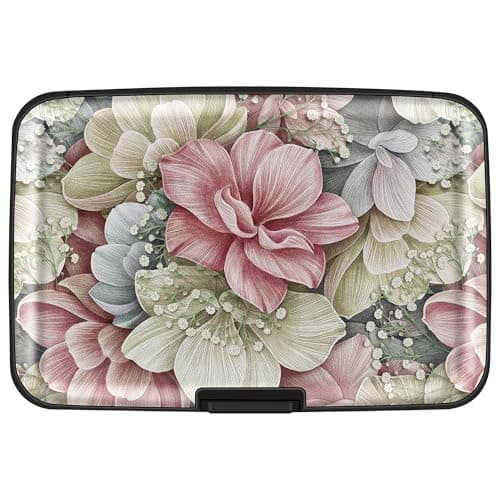 Mayski Credit Card Holder for Women, RFID Blocking, Happy Flower Aluminum Alloy Hard Case, Small Mini Business Metal Wallet for Men - Image 1