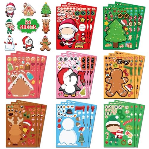 Christmas Stickers – DIY Christmas Crafts – Xmas Decorative Stickers for Holiday Decorations and Craft Supplies (24 Sheets) - Image 1