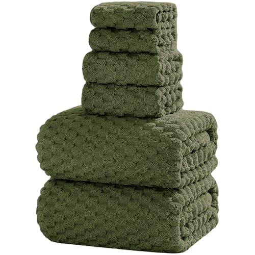NALIVO Oversized Bath Towels 40x80 Inches Extra Large Bath Sheets for Adults Super Soft Quick Dry Highly Absobent Microfiber Shower Towels for Bathroom(Olive Green, 6Piece - Image 1