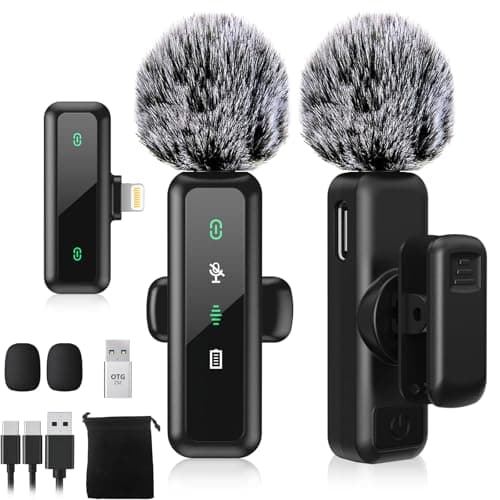BILIWAL Wireless Lavalier Microphone, Noise Cancelling Lapel Recording Entry-Level 2 Pack Mics, Lightning Port for iPhone 5-14 Series - Image 1