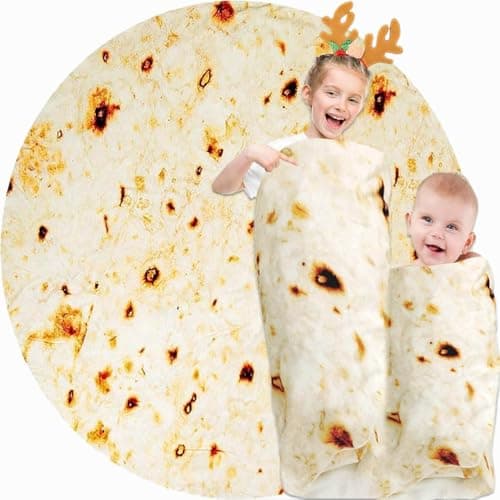Burrito Tortilla Blanket Baby Stuff Shower White Elephant Gifts for Kids Throw Blankets Wrap Swaddle Toddler Boy Girl Party Novelty Gag Pets Soft Fleece 40in - Image 1