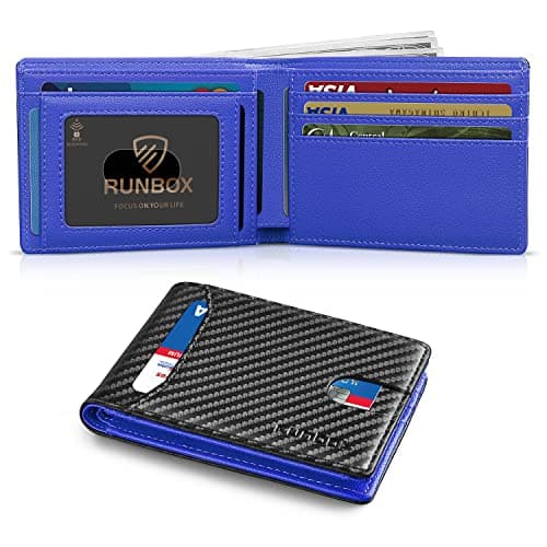 RUNBOX Wallet for Men Slim 11 Credit Card Holder Slots Leather RFID Blocking Small Thin Men's Wallet Bifold Minimalist Front Pocket Large Capacity Gift Box - Image 1