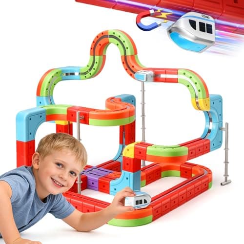 Hestiasko Magnetic Train Set for Kids, 3D Electric Train Set, STEM Educational Building Toy, DIY Learning Track with Vertical Climb & Upside Down Action, Gift for Toddlers Boys Girls Ages 3 4 5 6+ - Image 1