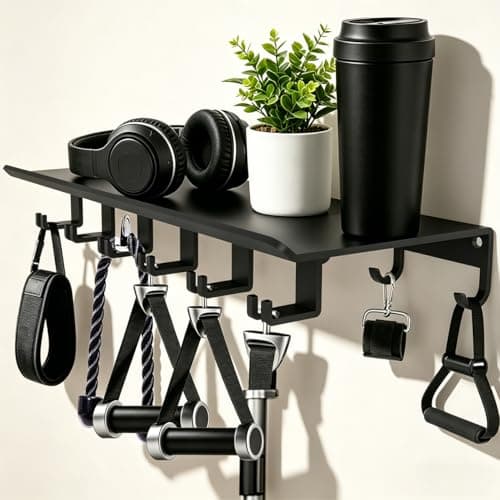Dafftos Floating Shelf Compatible with Tonal Accessories Home Gym Storage Rack Wall Mount Resistance Band Organizer Workout Metal Holder Hook T-Bracket Lock Adapters Hanger Fitness Equipment (Black) - Image 1
