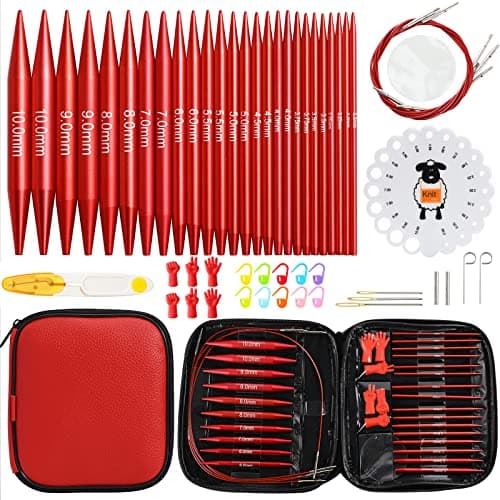 57 PCS Interchangeable Circular Knitting Needles Set, Aluminum Knitting Needles 3.0mm–10.0mm with 4 Cables, Ergonomic Handles & Storage Case, Complete Knitting Kit for Beginners & Advanced Projects - Image 1