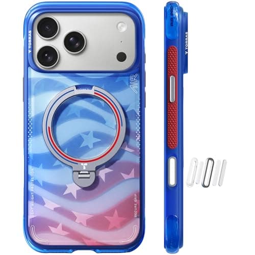 TORRAS World Cup Spirit Inspired, Football Limited Edition Ostand Q3 Air for iPhone 17 Pro Max Case & 360 Magnetic Stand, Fit for MagSafe, Mil-Grade Drop Tested, Camera Control Button, Starlight - Image 1