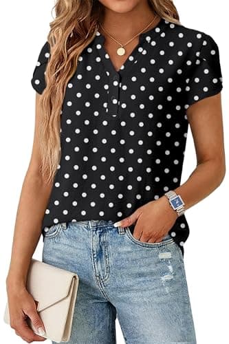 Lepunuo Boho Tops for Women Summer Trendy Dressy Casual Blouses for Women 2026 V Neck Cap Sleeve Linen Shirts - Image 1