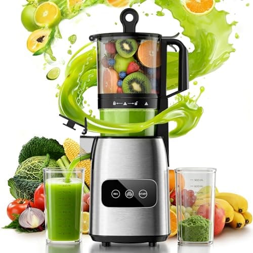 Kismile Cold Press Juicer, 5.6" Wide Feed Chute Juicer Machine, 300W Slow Masticating Juicer with High Juice Yield, Easy to Clean, for Whole Fruits and Vegetables, Celery Juicer, BPA-Free - Image 1