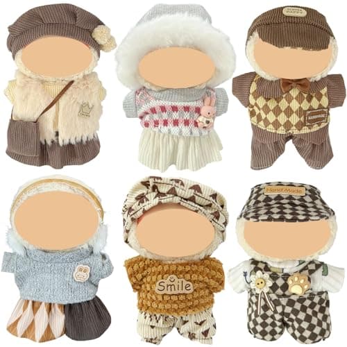 Ezcora Doll Clothes Compatible with Labubu Dolls, 6 Pack Doll Outfits for 17cm Doll, Perfect for Play and Display, Accessories for Doll's Collectors, (No Dolls) (Set 5)
