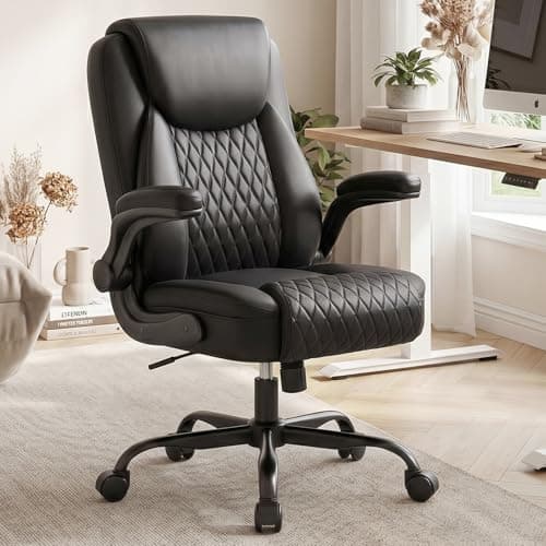 COMHOMA Leather Office Chair Ergonomic Computer Gaming Chair with Comfy Back Support, Executive Mid-Back,Small Gmaing Chair with Adjustable Armrests, for Short People Use, Rolling Swivel for Adults - Image 1