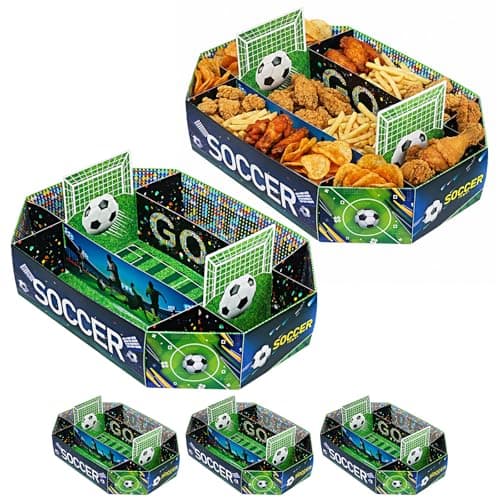 LUUJESA 5 Pack Soccer Snack Tray Set for Soccer Party Decorations 2026, Food Serving Tray for Game Day & Soccer Birthday Party, World Cup Decorations Table Decor for Boys Soccer Fans - Image 1