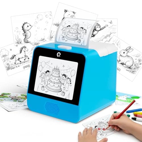Ognee AI Voice Sticker Printer for Kids, PortableThermal Printer with Display Screen, Voice Control Mini Printer, Instant Thermal Printer Toy for DIY and Learning with 2 Paper Rolls