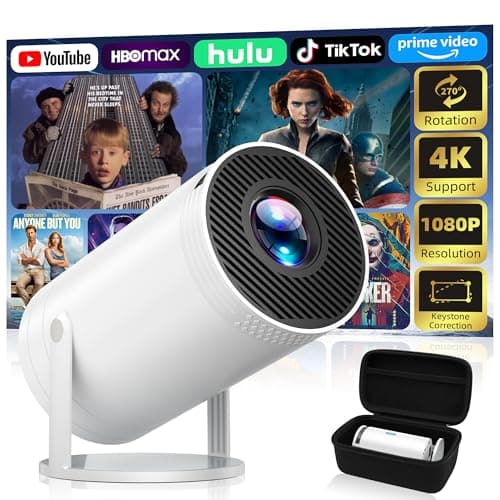 Mini Projector, Native 1080P Portable Projector with Carrying Case, 4K Support, 270°Rotatable Outdoor Movie Proyector, Home Theater Projector Compatible with Phone/TV Stick/Laptop/PS4/HDMI/USB - Image 1