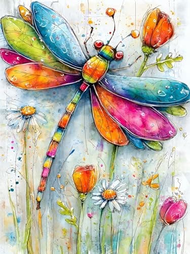 ijbnhd Diamond Art Kits for Adults - Dragonfly Diamond Painting Kits for Adults, 5D Dragonfly DIY Full Drill Gem Art Crafts for Home Wall Decor 12x16inch - Image 1