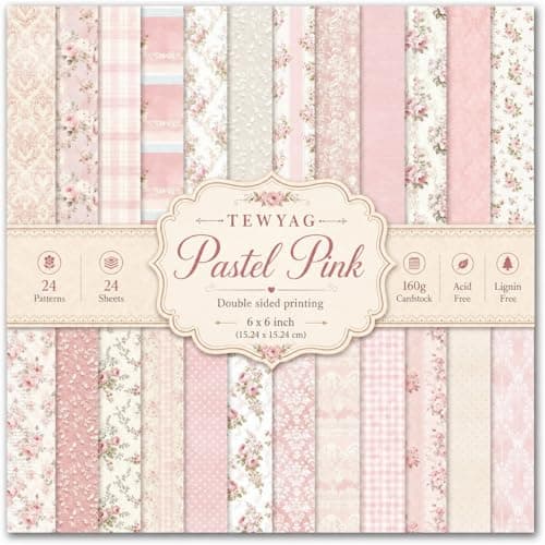 Floral Pink Scrapbook Paper Pad, 6x6 Aesthetic Craft Paper, 24 Sheets Double-Sided Decorative Patterned Decorative Junk Journal Supplies for Mixed Media, Card Making, Decoupage & DIY Art - Image 1