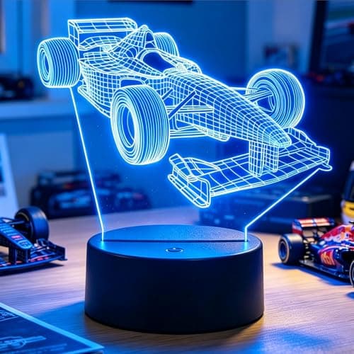 Paesteffe 3D LED Night Light for Kids, Formula 1 Racing Car Intelligent Illusion Lamp, 16 Color LED F1 Night Lamp Remote Control for Children's Room Decoration and Children's Gifts - Image 1
