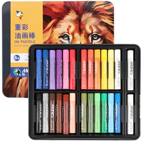 Marie's Oil Pastels Set, Tin Box 24 Colors + 2 Bonus White Sticks, Rich Pigments, Smooth Soft Texture for Painting, Drawing and Sketching - for Artists, Beginners, Students and Teachers (10 x 70 mm) - Image 1