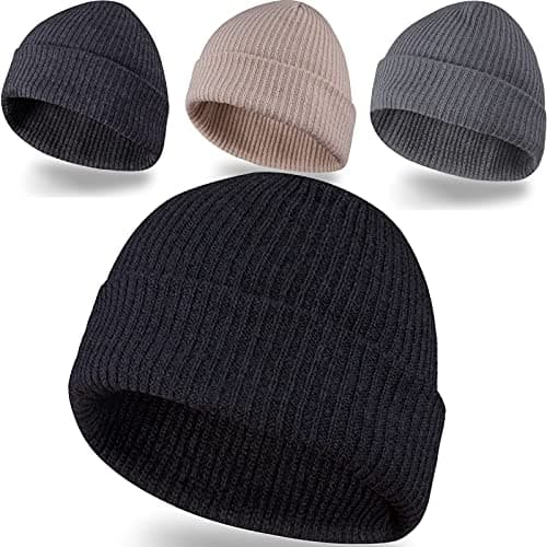 LAKIBOLE 4 Pack Winter Beanie Hats for Men Slouchy Beanies for Women Teenage (Black/Dark Gray/Dark Blue/Beige) - Image 1