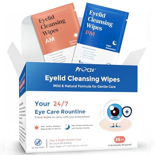 Day & Night Eyelid Wipes for Dry Eyes & Blepharitis Relief - Morning Revitalizing & Evening Soothing Restoration, Dual Use Eyelid & Lash Cleaner for Women and Men, Travel Essentials - Image 1