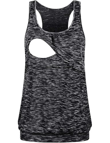 Joymom Nursing Tops for Women Breastfeeding,Latched Mama Postpartum Clothes Lactation Tunics Shirts Plus Size Loose Casual Stretchy Basic Wear Black XL - Image 1