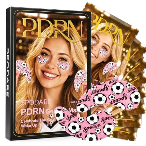 SPODARE PDRN Collagen Eye Masks for Dark Circles and Puffiness, Non-Slip Cooling Under Eye Patches with Niacinamide and Caffeine for Uneven-Looking Tone Eyes, Game Day Sport Pattern, 8 Pairs - Image 1