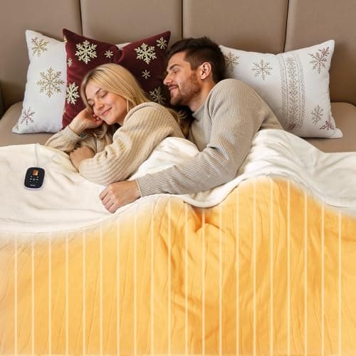 WOOMER Heated Blanket Full Size 77" x 84", Electric Blanket with 0.5-12 Hours Timer & 10 Heating Levels, ETL Certified, White Double-Sided Velvet, Over-Heat Protect, Machine Washable - Image 1