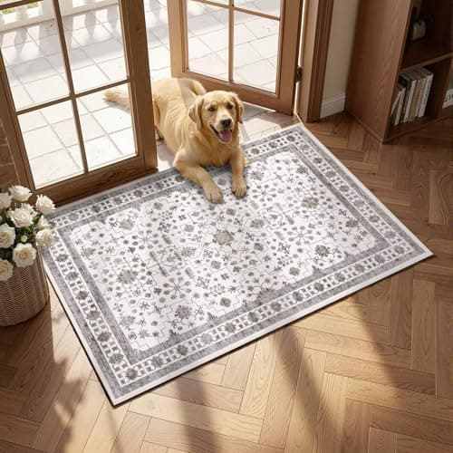 GarveeHome Small Beige Brown Entryway Rug, 2x3 Washable Front Door Rug Indoor Entrance Vintage Tribal Carpet Non-Slip Low Pile Throw Rugs for Kitchen Floor, Powder Room, Entry, Bathroom, Kids Room - Image 1