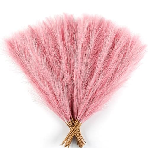 Acfruits Pink Pampas Grass Small, 30 Pcs 17" Faux Pampas Grass Short Decor, Pompas Grass Flower Arrangement and Vase Filler for Boho Home Wedding Decoration - Image 1