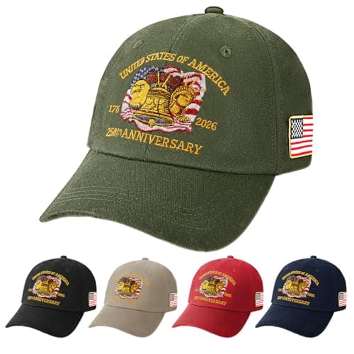 Teefolio 250 Anniversary USA Hat - United States 250th American Heritage Commemorative Cap, Adjustable Patriotic Baseball Cap for Men Women (Army Green Bald Eagle) - Image 1