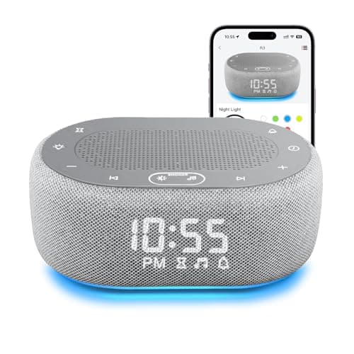 1Mii White Noise Sound Machine with Alarm Clock, Sound Machine for Sleep for Adults Baby, Smart App Controlled,30 Soothing Sounds, Sleeping Timer, Dimmable 7-Color Night Light, 30 Volume Levels - Image 1