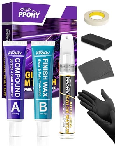 Galactic Aqua (221) Touch Up Paint Pen for Toyota with A/B Wax-PPOHY OEM Exact Match,Complete Scratch Repair Kit,Quick Dry 2-In-1 Tip / Brush,Anti-Rust Waterproof Paint for Camry,Corolla,RAV4,Highlander - Image 1