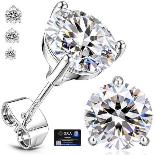 adoyi Moissanite Diamond Stud Earrings for Women Men 925 Sterling Silver Post Hypoallergenic 18K White Gold Plated Flat Back Diamond Earring Jewelry Round Cut D Color VVS1 Clarity Gift for Women 1.0CT - Image 1