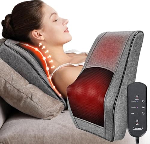 Boriwat Back Massager with Heat, Neck Massager for Pain Relief Deep Tissue, 3D Kneading Massage Pillow for Back, Neck, Shoulder, Legs, Gifts for Women Men Mom Dad - Image 1