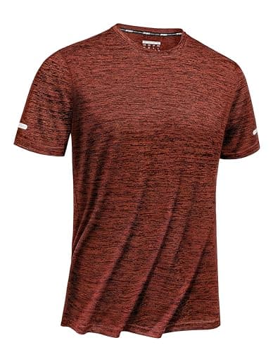 TACVASEN Workout Shirts for Men's Athletic Shirts & Tees Dry Fit Short Sleeve Running Quick Dry Gym Shirts for Men Performance Tee Shirt Men Dark Orange