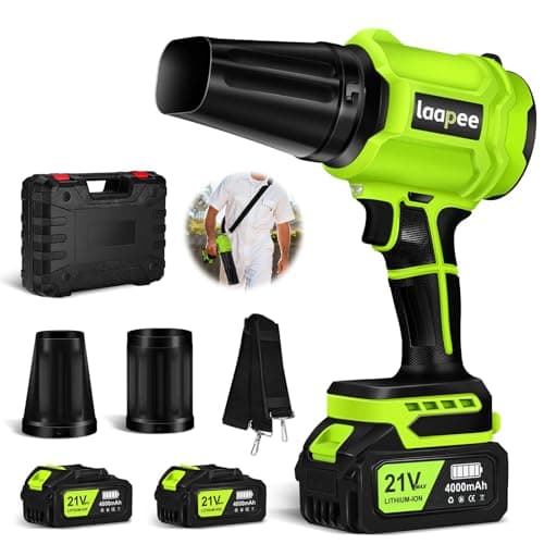Leaf Blower Cordless,Battery Powered 800,000 RPM Electric Leaf Blower with 2 x 4.0Ah Battery and Charger Handheld Blowers for Lawn Care,Dust,Snow,Car Blowing Water with 2 Extended Nozzle - Image 1