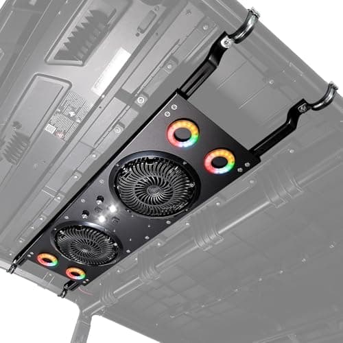 KEMIMOTO UTV Fan with RGB Halo Light, Dual 8" Large Cab Cooling Fan with Variable Speed Dial, 12V Overhead Cooling Fan with Dome Light Compatible with Polaris Ranger, RZR XP 1000 2024+, CanAm Defender - Image 1