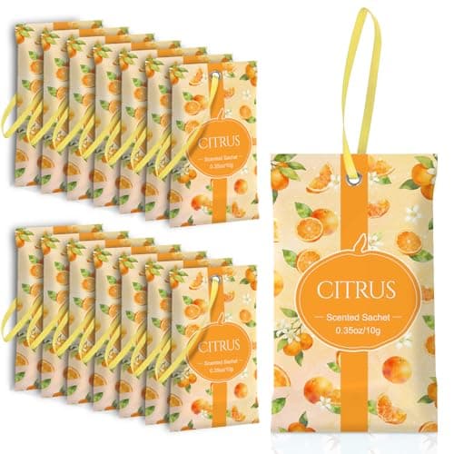 SCENTORINI Scented Sachets for Drawers and Closets, Citrus Scent 14 Pack, Long-Lasting Sachets Bags Wardrobe Freshener for Dresser, Closets, Clothes Storage, Suitcases - Image 1