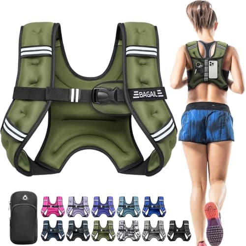 BAGAIL Comfort-Fit Weighted Vest for Woman, Even Weight Distribution, Faster Weight Loss, No-Chafe or Bounce for Walking & Running with Detachable Phone Pouch & Reflective Stripes (Available 5-30lbs) - Image 1