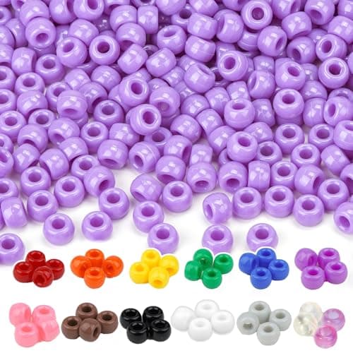Dowsabel Purple Pony Beads Bulk 1000 Pcs 6x9mm, Large Hole Kandi Hair Beads for Braids Bracelets, DIY Friendship Bracelets Necklaces Jewelry Making Crafts and Gifts - Image 1
