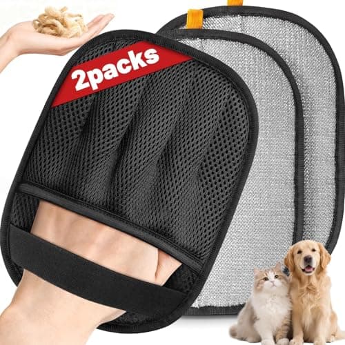 SmartTrends-2 Packs Pet Hair Removal Glove for Dogs & Cats, Five-Finger Ergonomic Grip Reusable & Washable Pet Hair Removal Tool, Lightweight Portable Dog Hair Remover for Couch, Carpet, Bed, Cloth - Image 1