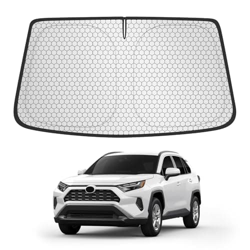 TOOWitt Custom Fit Windshield Sun Shade for Toyota RAV4 2019–2026, Edge-to-Edge No-Gap Fit, Blocks Heat & UV, Protects Interior, Foldable Car Sunshade
