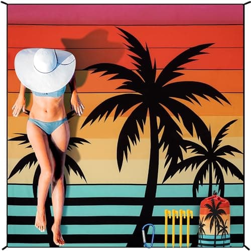 HIHOHO Beach Blanket Waterproof Sandproof Extra Large Beach Mat 79" X 83"/120"x108"for 1-8 Adults Quick Drying Durable Outdoor Picnic Mat for Beach Travel Camping Hiking - Image 1