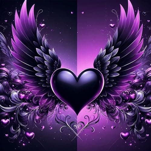 ijbnhd Angel Wings Diamond Art Kits for Adults - Purple Heart Diamond Painting Kits for Beginners, DIY Heart Gem Art Crafts Full Round Drill for Home Walls Decor 12X12Inch - Image 1