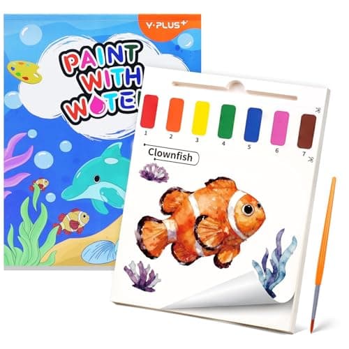 YPLUS Paint with Water Books for Toddlers, Watercolor Painting Paper, Gift for Kids Ages 1-3, 2-4, 4-6, Art Craft Gift for Drawing with Brush - Sea - Image 1
