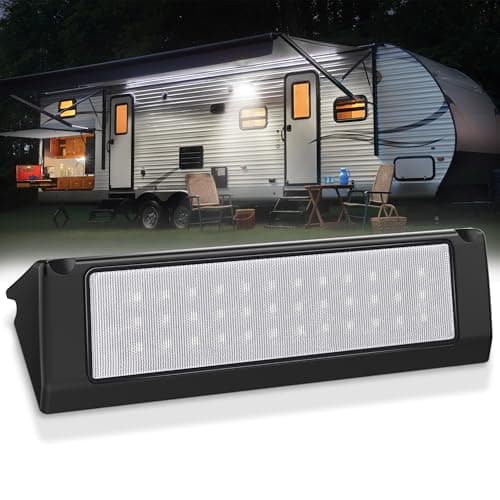 MICTUNING RV Porch Light, 9 Inch 54W LED Exterior Utility Awning Light 6000K, Aluminum Housing IP67 Waterproof Replacement Lighting for Trucks, Trailers Bus Marine Boats Campers - Image 1