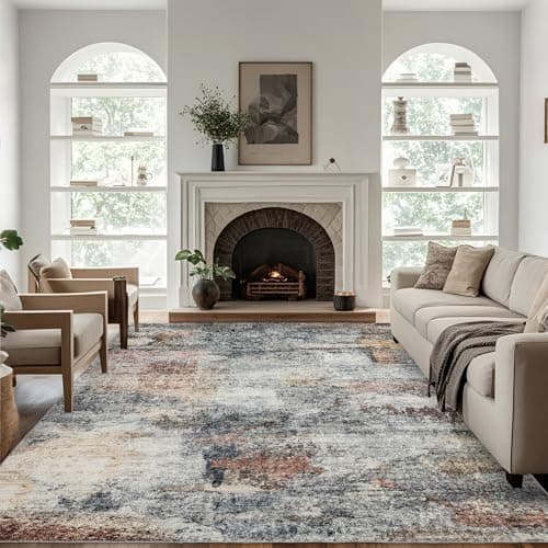 Ruicharm Washable 10x14 Area Rug: Modern Large Rugs for Living Room Dining Room Bedroom Office Indoor - Non-Slip Carpet Home Decor - Rustic Black Brick - Image 1