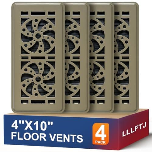Floor Vent Covers 4 Pack, Floor Register 4" x 10", Adjustable Decorative Vent Covers for Home Floor, Ceiling or Sidewall Vent, Rust-Proof Heavy Duty Walkable Steel Floor Vents (Brown-4PACK) - Image 1