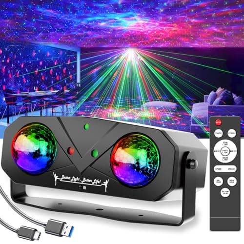 Party Disco Ball, Dj Disco Light Strobe Dance Sound Activated with Remote Control Stage Rave Karaoke Light Ocean Star Projector for Club Dancing Parties KTV Christmas Halloween Birthday Glow Party
