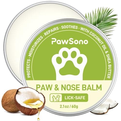 PawSono Lick-Safe Dog Paw & Nose Balm with Coconut Oil | All-Natural Moisturizer & Soother for Dry, Cracked Pads & Snout | Heat & Cold Pavement Protection Wax, Nose Butter for Bulldogs (2.1 oz / 60 g)